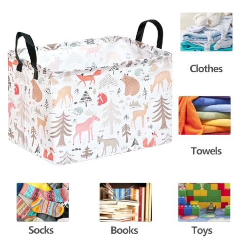 Image of Kids Gift Shelf Nursery Storage Basket Laundry Hamper Storage Box and Bins for Home Clothes with Handles (Bear)