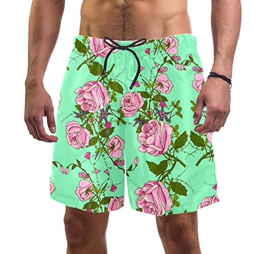 Short de plage à séchage rapide HadHfun finitions vintage roses fleurs