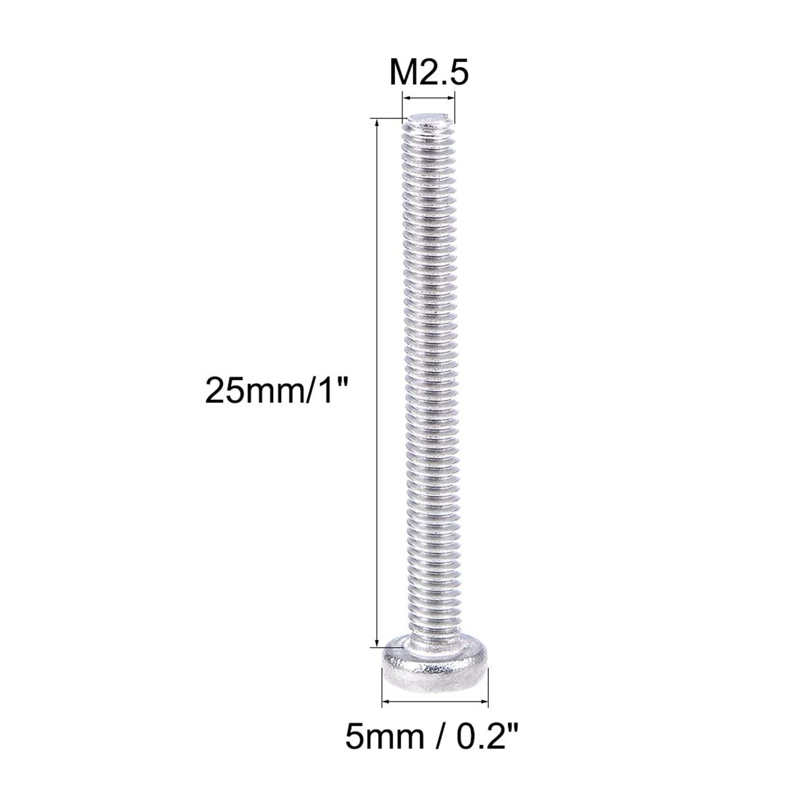 MACHSWON M2.5x25mm Machine Screws Pan Phillips Cross Head Screw 304 Stainless Steel Round Head Cross Screw Fasteners Bolts 30Pcs - Image 2