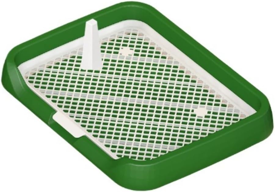 Pet Training Pads Holder Mesh Dog Toilet, Pee Pad Tray for Small & Medium Dogs, Elevated Grid Puppy Pad Holder Keeps Paws & Floors Clean 18.5''LX14.17''WX2.17''H (Green)