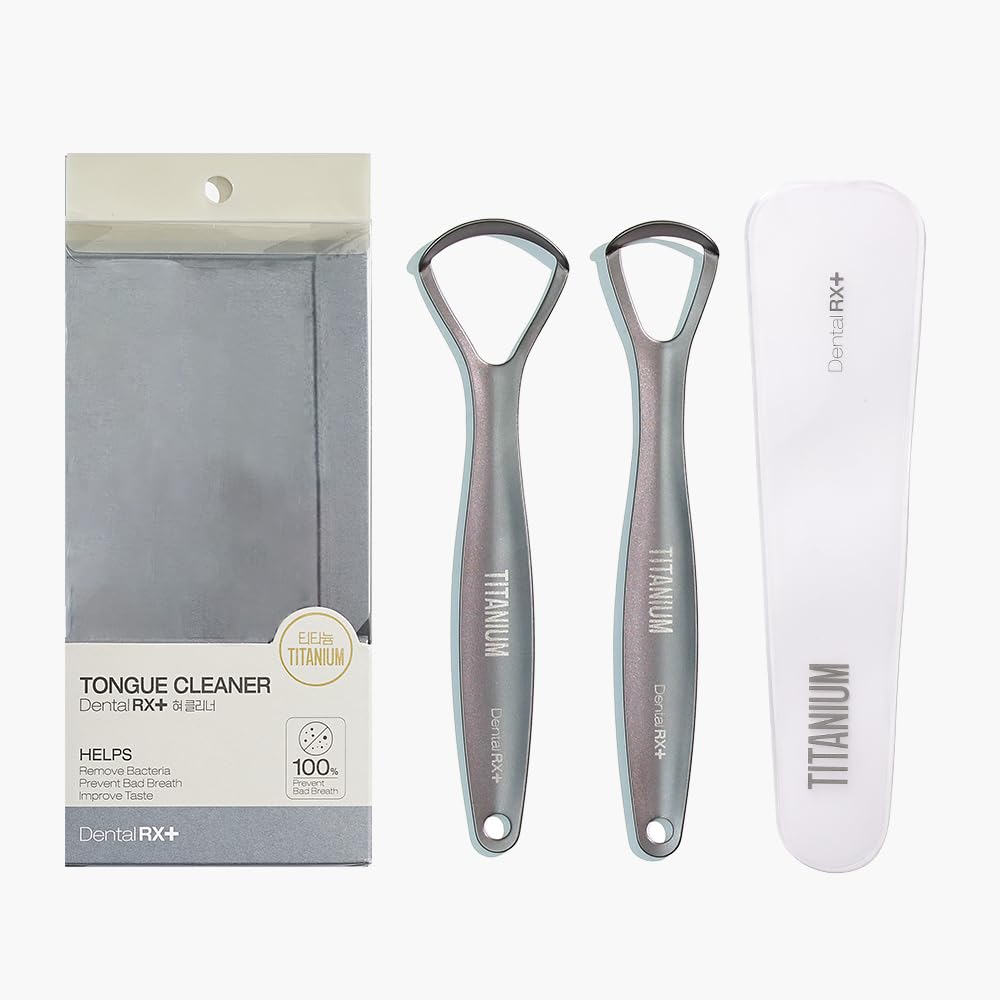 Raspadores de lengua de titanio puro para adultos y niños (paquete de 2, diferentes tamaños), limpiadores de lengua de titanio, evitan y reducen el mal aliento