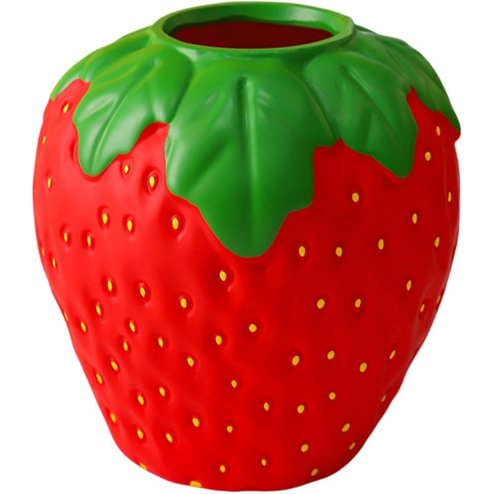 Vase fraise rouge et vert en céramique artisanale de qualité