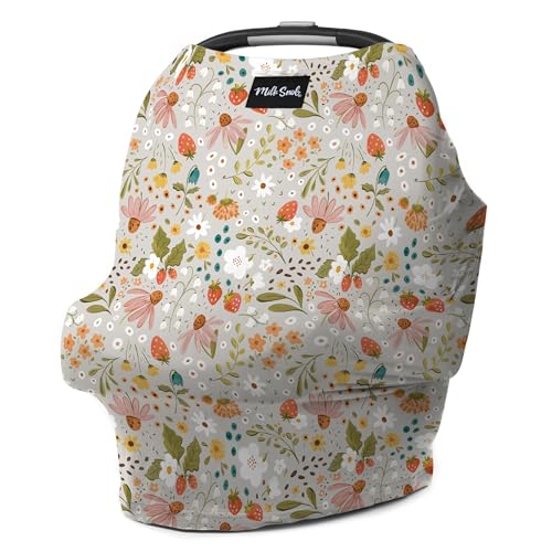 Image of Milk Snob Original 5-in-1 Cover - Nursing Cover for Breastfeeding - Baby Carseat Canopy & Stroller - Essential All-in-One Design - Gift for Mom, Baby (Strawberry Fields)