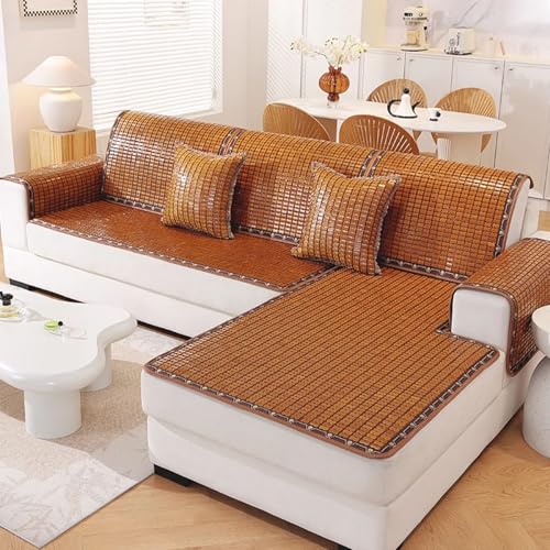 Alfombrilla de bambú natural refrescante para sofá, silla de oficina, asiento de coche o dormitorio, almohadilla de bambú plegable y resistente al calor