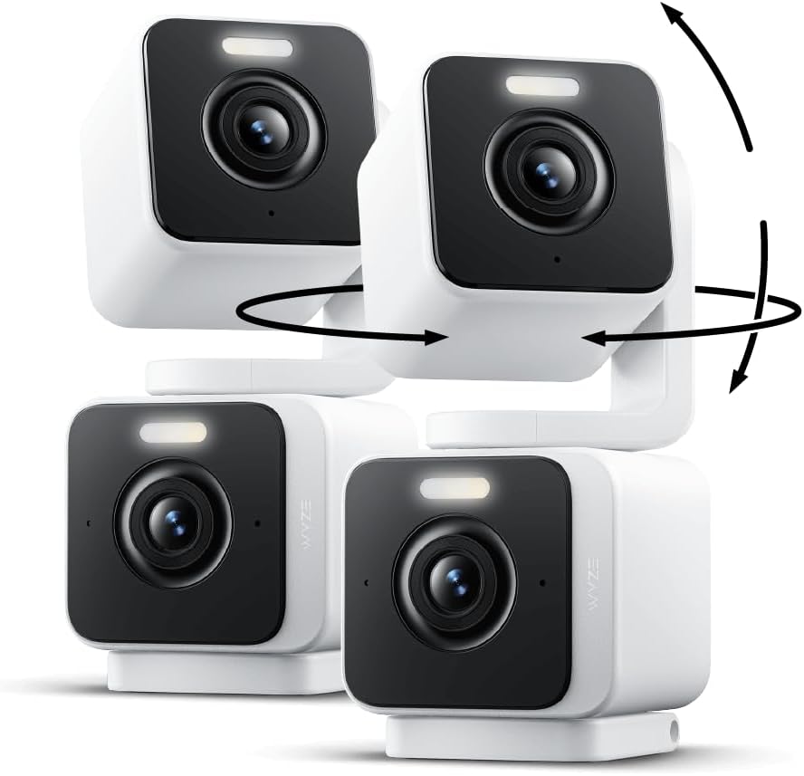 Duo Cam Pan 2 Pack, Indoor/Outdoor IP65 2K 360° Pan/Tilt Smart Home Security Camera with Color Night Vision, Compatible with Alexa & Google Assistant, White