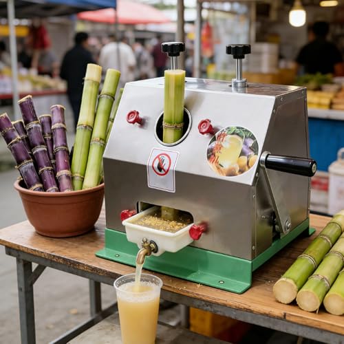 ErShangMao 150kg/H Manual Sugarcane Juicer Machine – Commercial Sugar Cane Press Extractor for Whole Unpeeled Stalks & Ginger Juicing