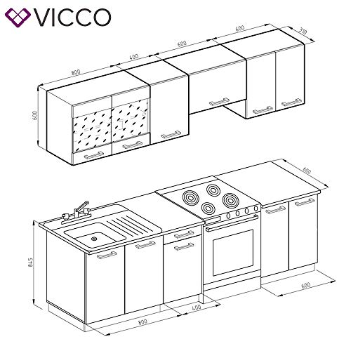 Vicco - Cucina componibile Raul su misura, da 240