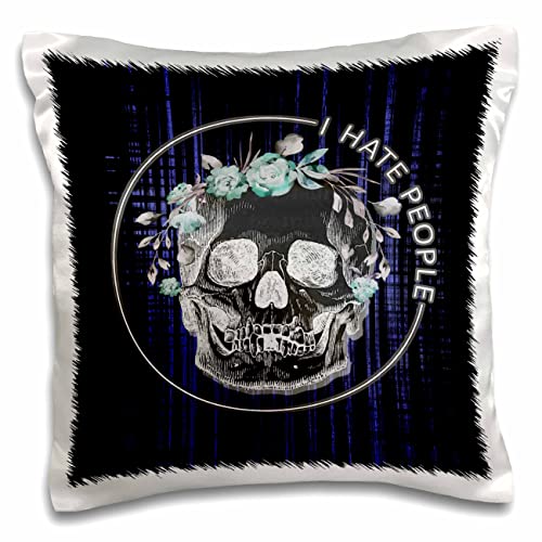 3dRose Made in The Highlands-Vector Hate People Skeleton (pc-300700-1) Pillow Case, White