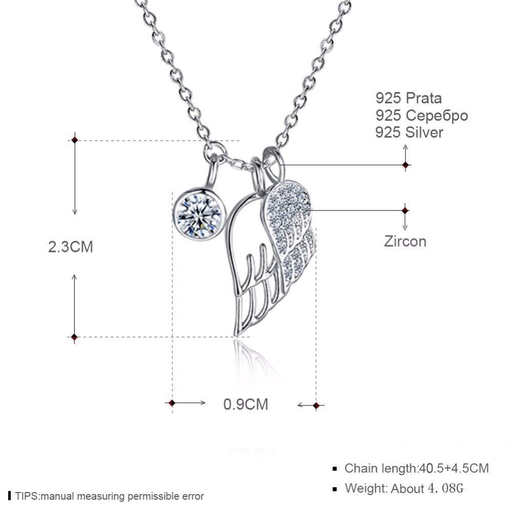 Naszyjniki 925 Sterling Silver Naszyjnik Skrzydła Anioła Kobiety Biżuteria