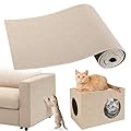 Gimars 40×200cm Thickened Self Adhesive Cat Scratching Mat, DIY Cuttable Climbing Wall Scratch Pad, Anti Scratch Furniture Protector for Sofa, Wall, Floor, Carpet (Khaki)