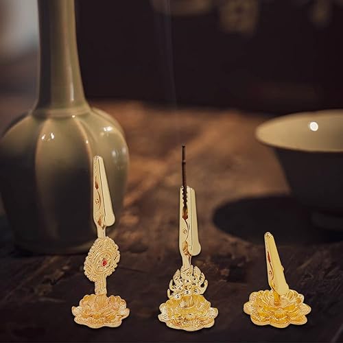 Miniatura 4 de WEBEEDY 3 piezas de soporte de incienso con clip para quemador de incienso de Buda, abrazadera de pie con base de loto para cenizas de incienso,