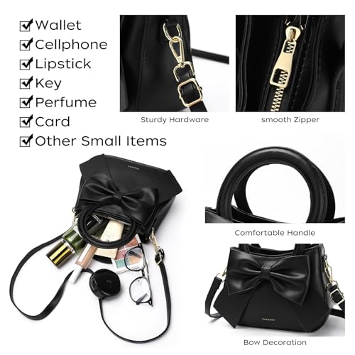 Small Purses for Women Crossbody Bag, Vegan Leather Crossbody Purses and Handbags with Top Carry Handle and Cute Bow Knot4