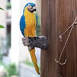 Handsider Tree Hugger Parrots Garden Statue Art Decoration for Yard Tree Ornaments (Blue/Yellow)