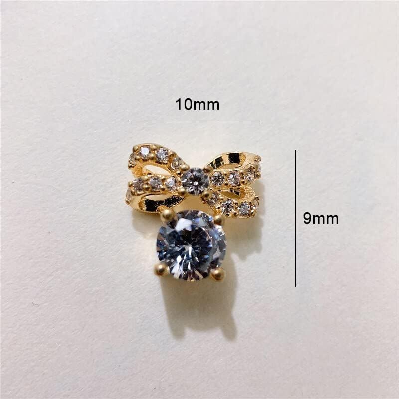 10pcs/lot TN410 Bow Alloy Zircon Nail Art Crystals Nail Jewelry Rhinestone Nails Accessories Supplies Nail Decorations Charms