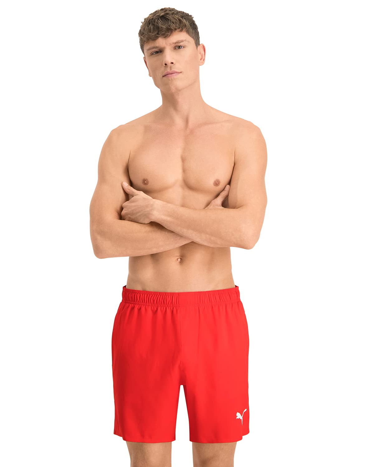 PUMA Men's mid Shorts Swim Trunks, red, XXL