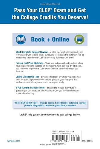 Clep® Introductory Business Law Book + Online, 2Nd Ed. (Clep Test Preparation) #TOP1