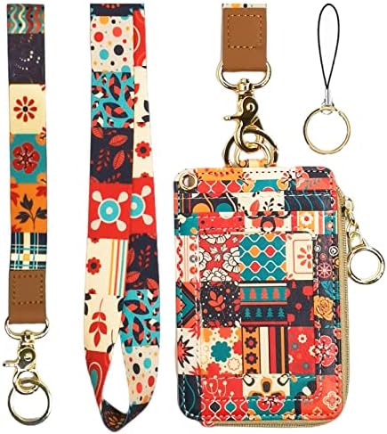 Lanyard with Wallet,Zip ID Case with Lanyard,Lanyard Badge Holder,Lanyard Wallet for Women,Fashion Lanyard Wallet, ID Case Wallet with Lanyard（Coforful）