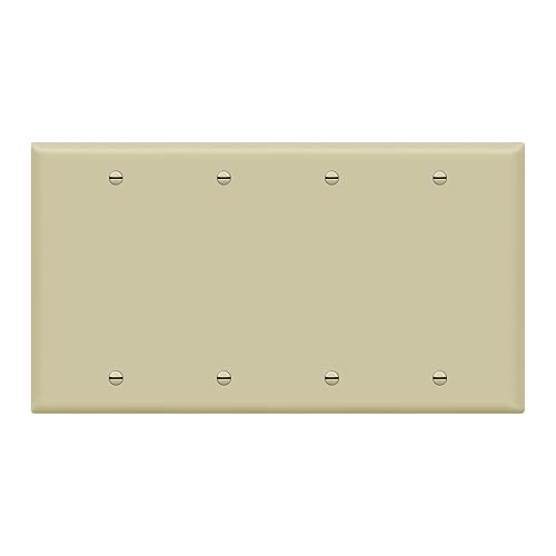 Enerlites Blank Device Cover - Placa de pared, acabado brillante, tamaño 4 bandas, 4.50 x 8.19 pulgadas, policarbonato termoplástico irrompible,