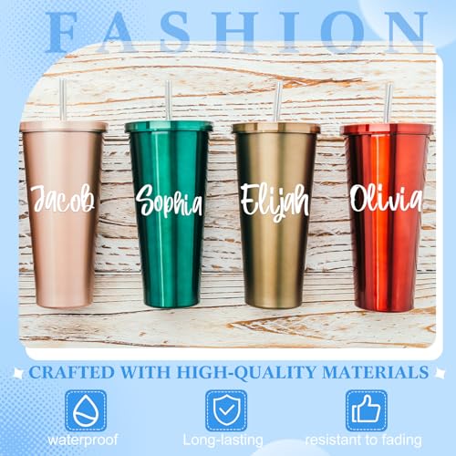 Image of Humyoun 6 Sheets UV Dtf Cup Wrap Name Stickers for Water Bottles Waterproof Vinyl Decals Personalized Custom Lettering Gift Stickers for Cups Love 14-40oz Tumbler Mugs DIY Craft (White)
