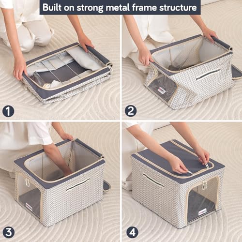 Image of HOKIPO 600D Oxford Fabric Cloth Organizer for Storage, Cream Mist - Medium Pack of 1 (AR-6717-OWHT)