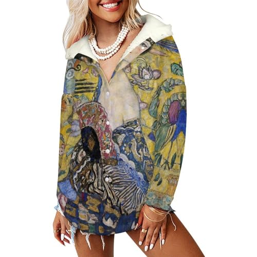 Sweat à capuche manches longues en polaire femme veste chaude jaune hiver confortable