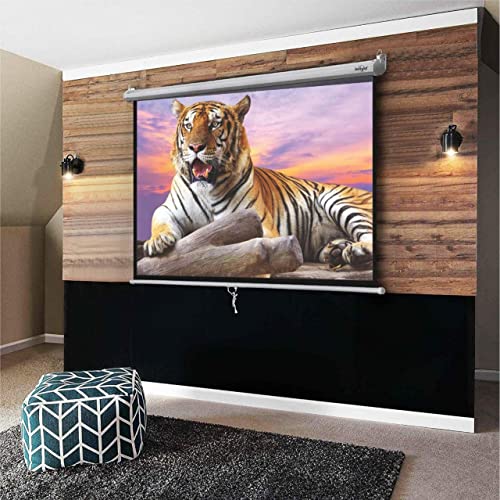 Image of Inlight Manual Wall Autolock Pull Down Projector Screen, 67x38 Inches, | 77 inch Diagonal 16:9 Aspect Ratio, Supports 1080P, UHD-3D-4K Technology(White)