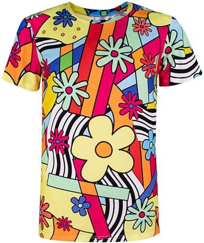 COSAVOROCK Costume Floral Rétro Années 60s 70s T-Shirts pour Homme (M, Multicolore)