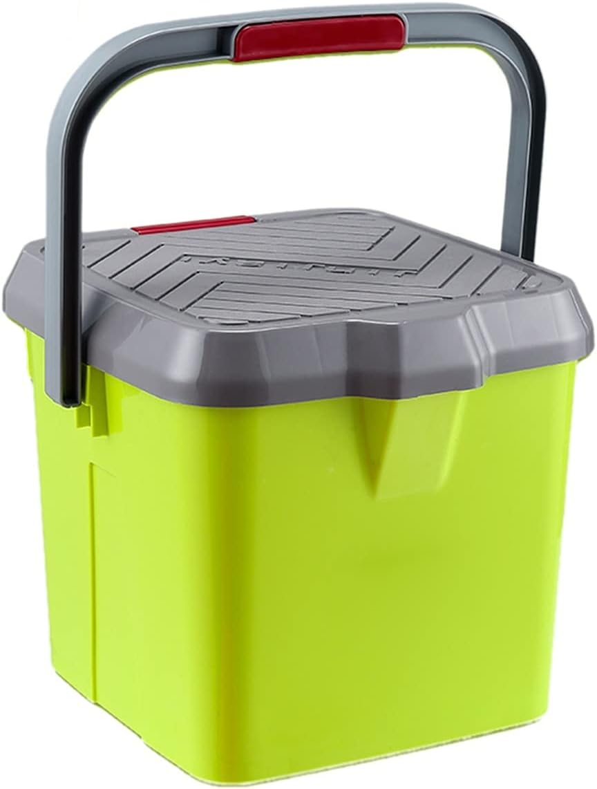 Fishing Bucket Fishing Bait Bucket Thickened Fishing Bucket Hard Shell Car Plastic Multifunctional Fish Box Portable Fish Bucket with Lid Portable Fish Bucket Live Fish Box (Color : Green)