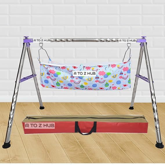 A to Z Hub : Portable Folding Ghodiyu with Free Cotton Cloth- Create a Soothing for Your Precious Little One (Purple)