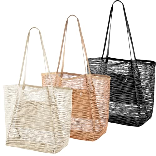 Sac fourre-tout de plage en maille Paterr pliable noir et blanc lot de 3