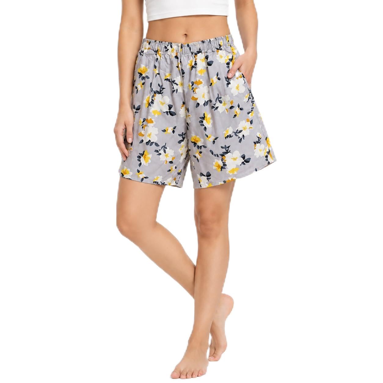 hasija Women's Viscose Rayon Boxer Shorts, Floral Print, Side Pockets-picture-47
