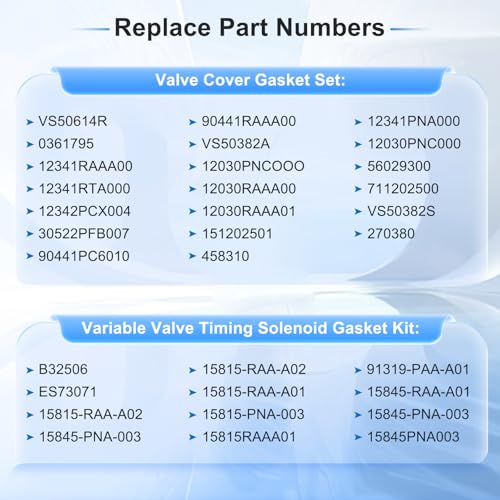 Image of VS50614R Valve Cover Gasket Set Fit for Honda Accord Civic CR-V Crosstour Element, Value Cover Gaskets Replace for Acura CSX ILX RDX RSX TSX, Valve Cover Gasket Seal Kit Replace# VS50382A ES73071