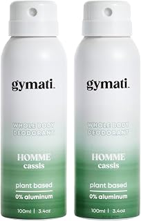 Gymati - Fitness Deodorant Spray for Men - Aluminum-Free - All Day Ultimate Odor Protection - Built For Sweat - Air-Powered - Vegan & Plant-Based - Made in USA - Homme - 3.4oz Travel Size - 2 Pack
