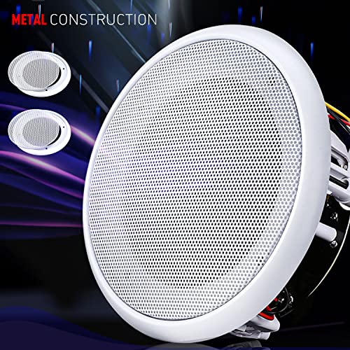 Facmogu 2Pcs 8In White Ceiling Speaker Covers, Surface Mount Speaker Grill Mesh Round Speaker Grille Woofer Car Speaker Grill Cover Guard Protector Replacement Round Metal Grills #TOP3