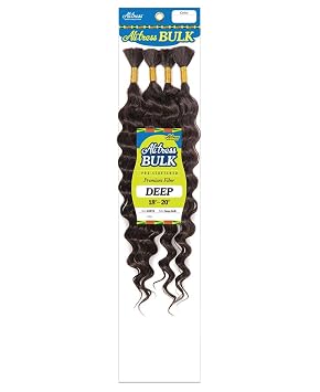 AliTress New Deep Bulk Hair For Braiding No Weft Micro Braiding Hair Extensions Jet Black 1, 18"-20"