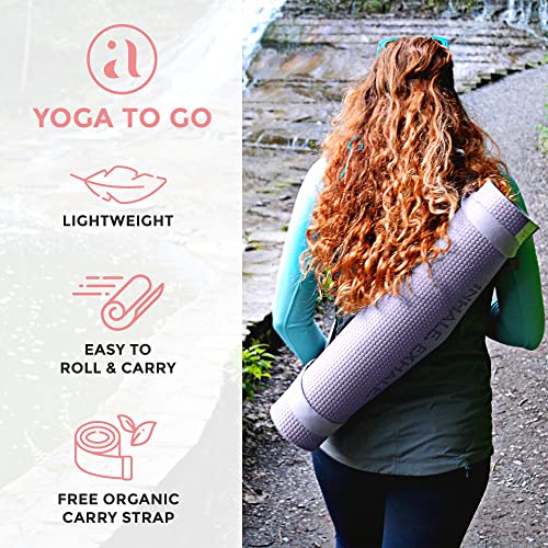 Ajna Organic Yoga Mat - Natural Jute Yoga Mats - Large Non Slip Eco Friendly Yoga Mats With Carrying Strap - Reversible Jute Per - Extra Long Yoga Mat 72 Inch - 5Mm - All Types Of Yoga - Vegan #TOP2