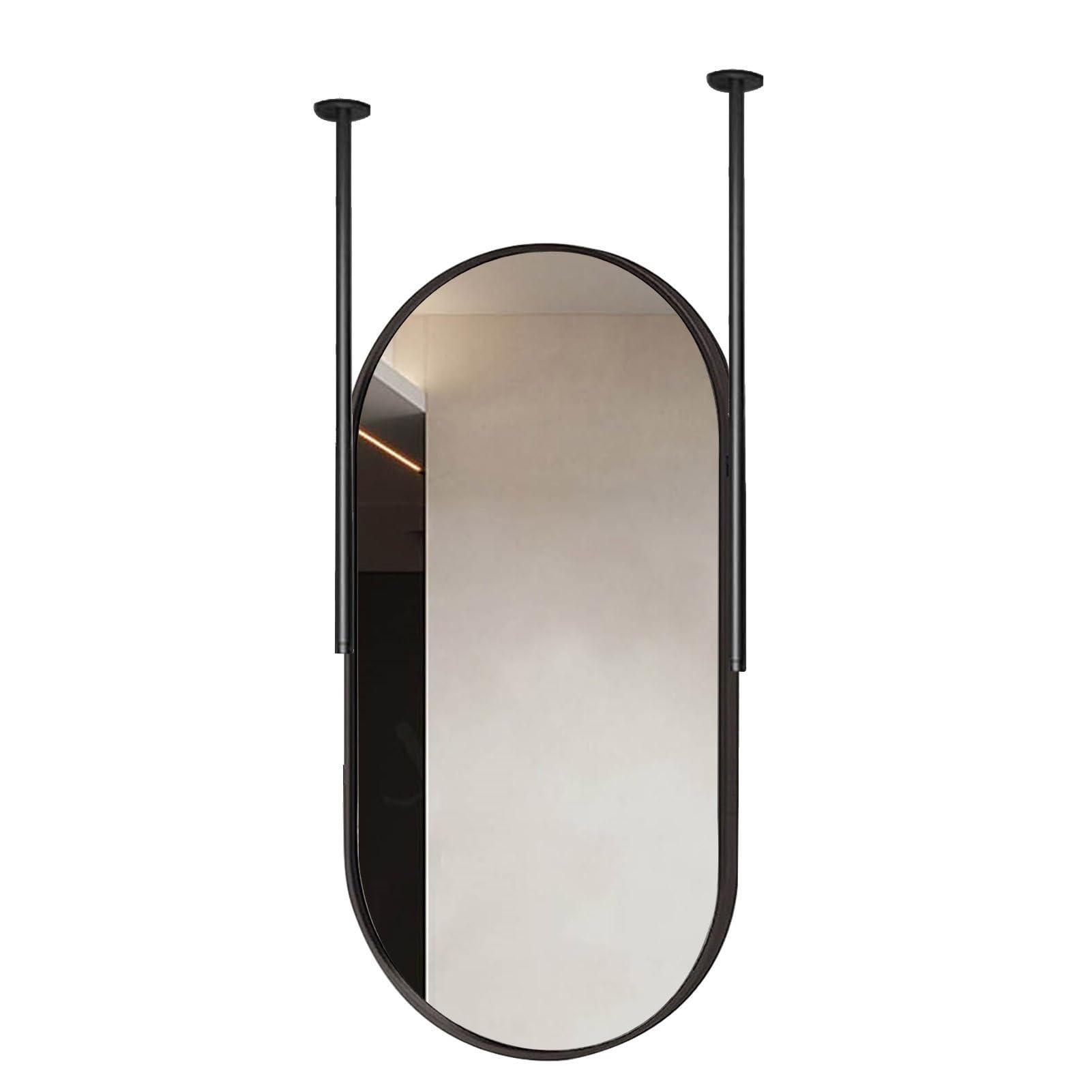 Gaommini B Ceiling-Mounted Oval Mirror Metal Framed Wall Mirror Athroom Vanity Mirror