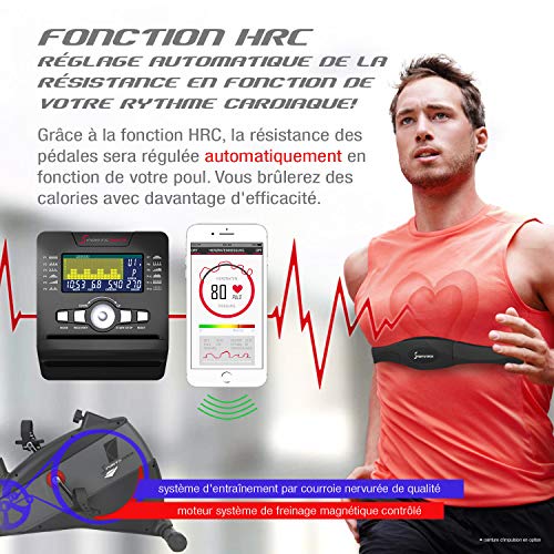Sportstech Vélo d’Appartement ergomètre ESX500, Vidéos Live et multijoueur APP + écran 5,5", Poids d’inertie 12KG, Compatible avec la Ceinture pulsée Entraînement