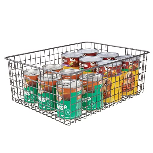 Mdesign Metal Wire Food Storage Basket Organizer With Handles For Organizing Kitchen Cabinets, Pantry Shelf, Bathroom, Laundry Room, Closets, Garage - Concerto Collection - 8 Pack - Graphite Gray #TOP6
