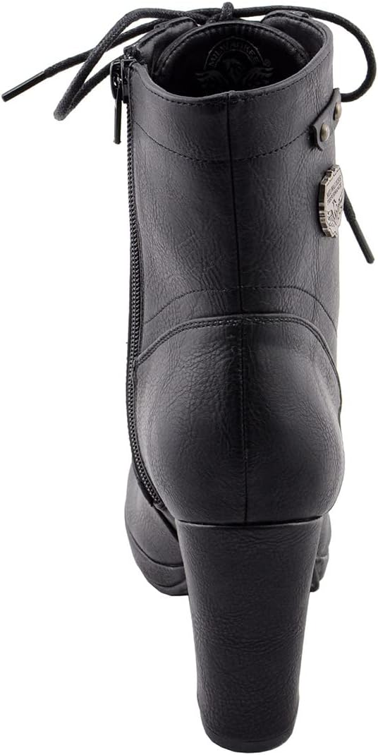 Milwaukee Leather MBL9418 Women's Black Lace-Up Fashion Boots with Studded Accents and Platform Heel