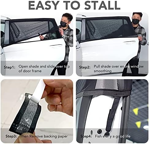 Car Window Shade for Baby, 2 Pack (110*60cm) Mesh Visor for Side Rear Window, Protect Kids Adults Pets from Sun Burn, Quality Stretch Material Car Sun Shades, Car Blinds For Fits Most Vehicles