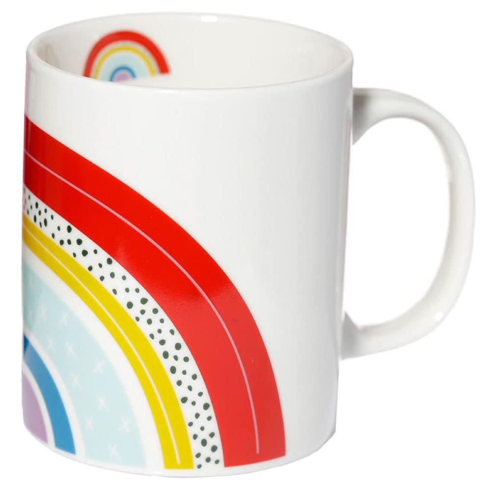 Puckator Multi Somewhere Rainbow Porcelain Mug, Tea Coffee Hot Drinks Microwave & Dishwasher Safe Height 9.5Cm Width 12Cm Depth 8Cm 300Ml Capacity