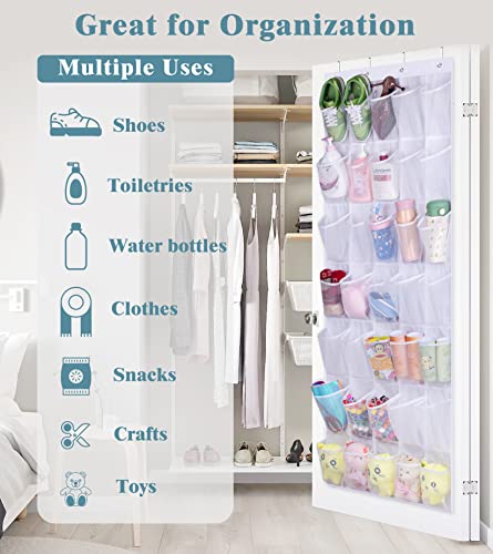 Misslo 35 Large Pockets Over The Door Shoe Organizer Sturdy Oxford Fabric Hanging Shoe Rack For Door Mesh Closet Shoe Holder Hanger, White #TOP4