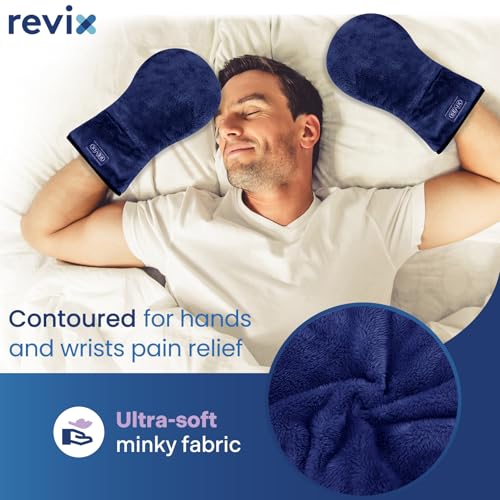 REVIX Microwavable Therapy Mittens for Hands and Fingers, Moist Heat Hand Warmers Gloves, Natural Unscented Heating Mitts (1 Pair)