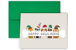 Paper Frenzy Happy Howlidays Dog Themed Holiday Christmas Greeting Cards and Green Envelopes