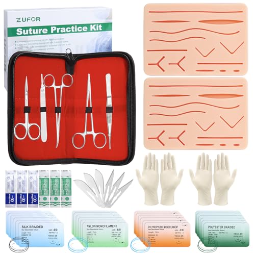 Image of Suture Practice Kit (39 Pcs) Include Durable Large Suture Pad。 Gifts for Medical Students。Suture Kits for Education Use Only ，This Suture Kit is not Suture Kit Medical Grade, Pink
