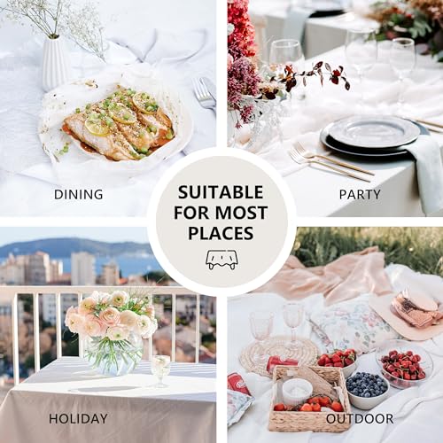 Linen World Ruffle Linen Tablecloth,100% French Linen Natural Tablecloth 132" x 90" Inch,Washable Rectangular Tablecloth for Dining,Outdoor,Weddings and Restaurants,Decorative Thanksgiving Christmas by L Linen World - Image 8