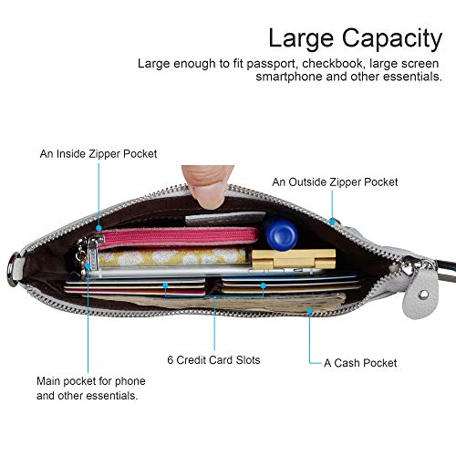 Image of befen Genuine Leather Wristlet Clutch Wallet Purses Small Crossbody Bags for Women with RFID Blocking Card Slots