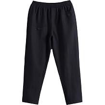 Minibee Womens Elastic Waist Casual Crop Linen Pull On Pants
