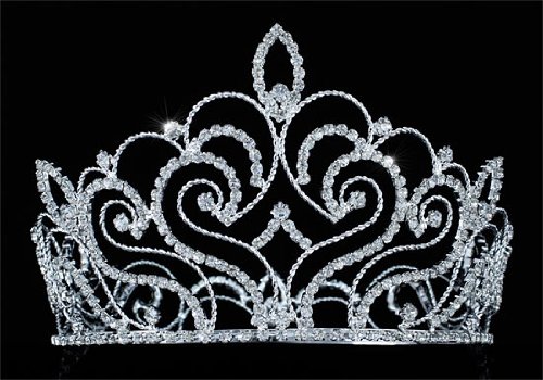 Vintage Style Pageant Tall 4.75" Tiara Full Circle Round Crystal Crown